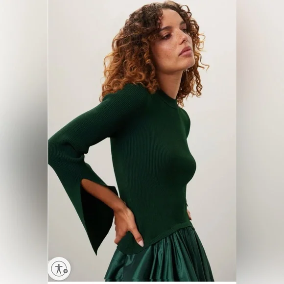 Elegant Dark Green Long Sleeve Dress - Picture 4 of 11